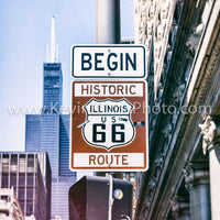 ROUTE 66 - Chicago Photography Print - Unframed Wall Art Print - Chicago Decor - Downtown Chicago Loop Artwork