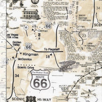 Route 66 Map Fabric, Vintage Americana Travel Cotton, Timeless Treasures MAP-CD7529