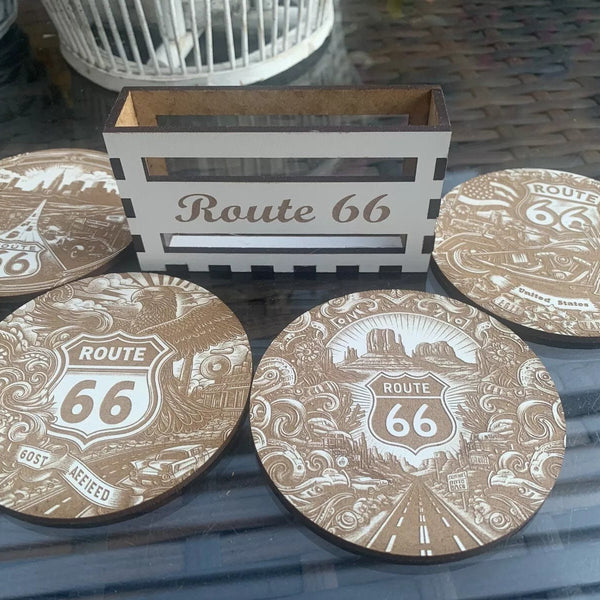 Route 66 Coasters set of 4 with holder
