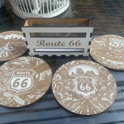 Route 66 Coasters set of 4 with holder
