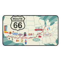Route 66 Desk Mat: Vintage US Map, Retro Americana Art