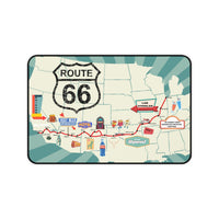 Route 66 Desk Mat: Vintage US Map, Retro Americana Art