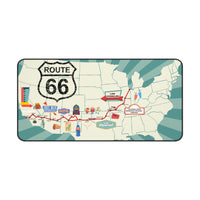 Route 66 Desk Mat: Vintage US Map, Retro Americana Art