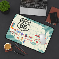 Route 66 Desk Mat: Vintage US Map, Retro Americana Art