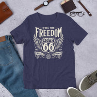 Unisex T-Shirt: Feel the Freedom on Historic Route 66 Tee - Multiple Colors & Sizes Available - Dave Gink Design