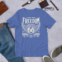 Unisex T-Shirt: Feel the Freedom on Historic Route 66 Tee - Multiple Colors & Sizes Available - Dave Gink Design