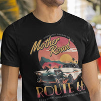 Route 66 Mother Road T-Shirt, Road Trip, Travel Gift, Nostalgic, Retirement Gift, Bucket List, Classic Car, Unisex Jersey Short Sleeve Tee