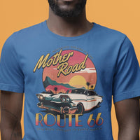 Route 66 Mother Road T-Shirt, Road Trip, Travel Gift, Nostalgic, Retirement Gift, Bucket List, Classic Car, Unisex Jersey Short Sleeve Tee