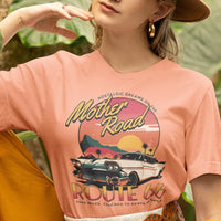 Route 66 Mother Road T-Shirt, Road Trip, Travel Gift, Nostalgic, Retirement Gift, Bucket List, Classic Car, Unisex Jersey Short Sleeve Tee