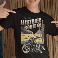 Route 66 Historic Highway T-Shirt: Motorcycle, Desert Highway, The Mother Road, Nostalgic Road, Biker Gift Unisex Jersey Short Sleeve Tee