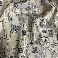 Route 66 Map Fabric, Vintage Americana Travel Cotton, Timeless Treasures MAP-CD7529