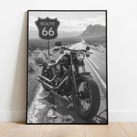 Route 66 Poster, Black and White Route 66 Print, Harley Davidson Photography, American Roadtrip Decor, Harley Davidson print