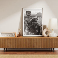 Route 66 Poster, Black and White Route 66 Print, Harley Davidson Photography, American Roadtrip Decor, Harley Davidson print