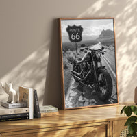 Route 66 Poster, Black and White Route 66 Print, Harley Davidson Photography, American Roadtrip Decor, Harley Davidson print