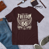 Unisex T-Shirt: Feel the Freedom on Historic Route 66 Tee - Multiple Colors & Sizes Available - Dave Gink Design