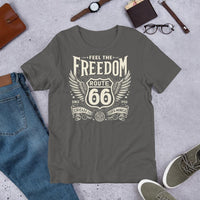 Unisex T-Shirt: Feel the Freedom on Historic Route 66 Tee - Multiple Colors & Sizes Available - Dave Gink Design
