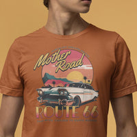 Route 66 Mother Road T-Shirt, Road Trip, Travel Gift, Nostalgic, Retirement Gift, Bucket List, Classic Car, Unisex Jersey Short Sleeve Tee