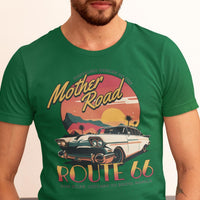 Route 66 Mother Road T-Shirt, Road Trip, Travel Gift, Nostalgic, Retirement Gift, Bucket List, Classic Car, Unisex Jersey Short Sleeve Tee