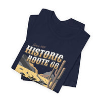 Route 66 Historic Highway T-Shirt: Motorcycle, Desert Highway, The Mother Road, Nostalgic Road, Biker Gift Unisex Jersey Short Sleeve Tee