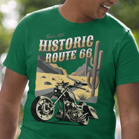 Route 66 Historic Highway T-Shirt: Motorcycle, Desert Highway, The Mother Road, Nostalgic Road, Biker Gift Unisex Jersey Short Sleeve Tee
