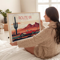 Route 66 Poster, Route 66 United States Wall Art, Main Street of America Travel Print, Birthday Gifts, Wedding Gifts