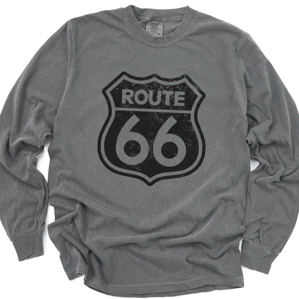 Route 66 Long Sleeve Tee Shirt, Vintage Road Sign Tshirt Gift
