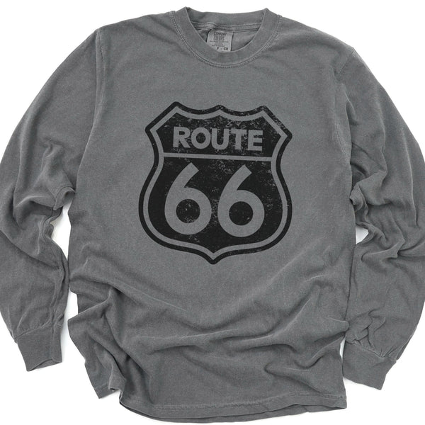 Route 66 Long Sleeve Tee Shirt, Vintage Road Sign Tshirt Gift