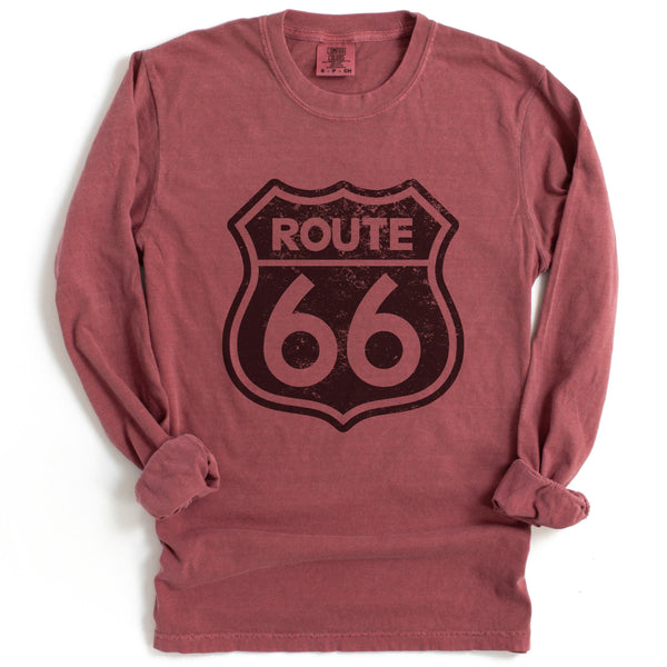 Route 66 Long Sleeve Tee Shirt, Vintage Road Sign Tshirt Gift