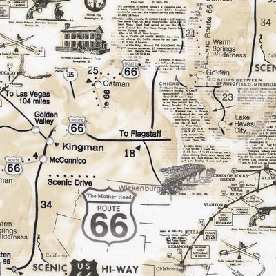 Route 66 Map Fabric, Vintage Americana Travel Cotton, Timeless Treasures MAP-CD7529