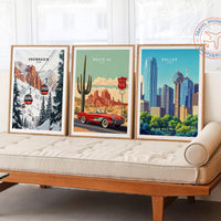 Route 66 Custom Travel Poster, USA Travel Wall Art, Main Street of America Travel Print, Birthday Present, Wedding Present