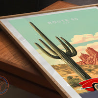 Route 66 Custom Travel Poster, USA Travel Wall Art, Main Street of America Travel Print, Birthday Present, Wedding Present