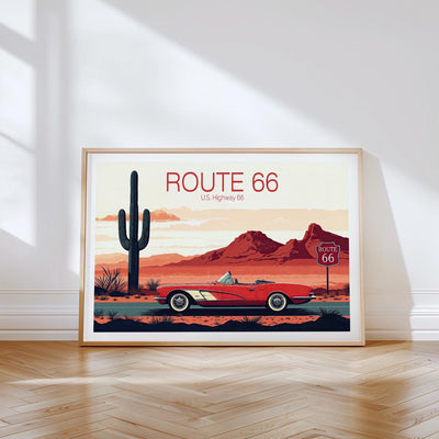 Route 66 Poster, Route 66 United States Wall Art, Main Street of America Travel Print, Birthday Gifts, Wedding Gifts