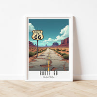 Route 66 Poster, Personalized Route 66 Travel Poster, America Vintage Poster, Illustration, Wall Art, Decoration Wall Art, USA Gift