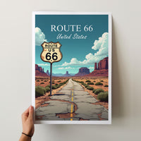 Route 66 Poster, Personalized Route 66 Travel Poster, America Vintage Poster, Illustration, Wall Art, Decoration Wall Art, USA Gift