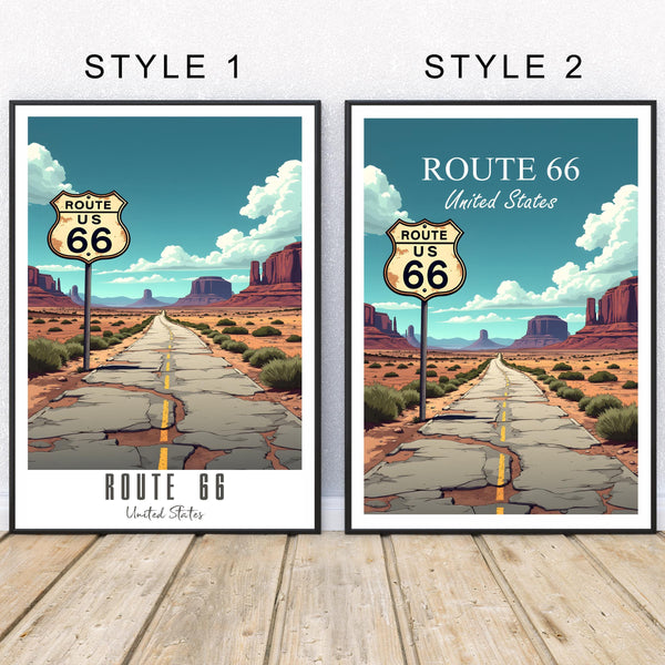 Route 66 Poster, Personalized Route 66 Travel Poster, America Vintage Poster, Illustration, Wall Art, Decoration Wall Art, USA Gift