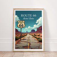 Route 66 Poster, Personalized Route 66 Travel Poster, America Vintage Poster, Illustration, Wall Art, Decoration Wall Art, USA Gift