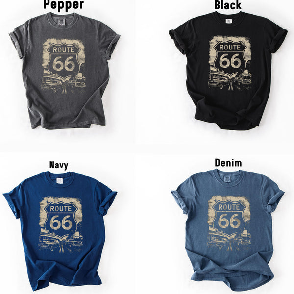 Route 66 Shirt, Historic Highway, Comfort Colors T-Shirt, Hoodie, Sweatshirt, Long Sleeve, Kids Tee, Road Trip Adventure
