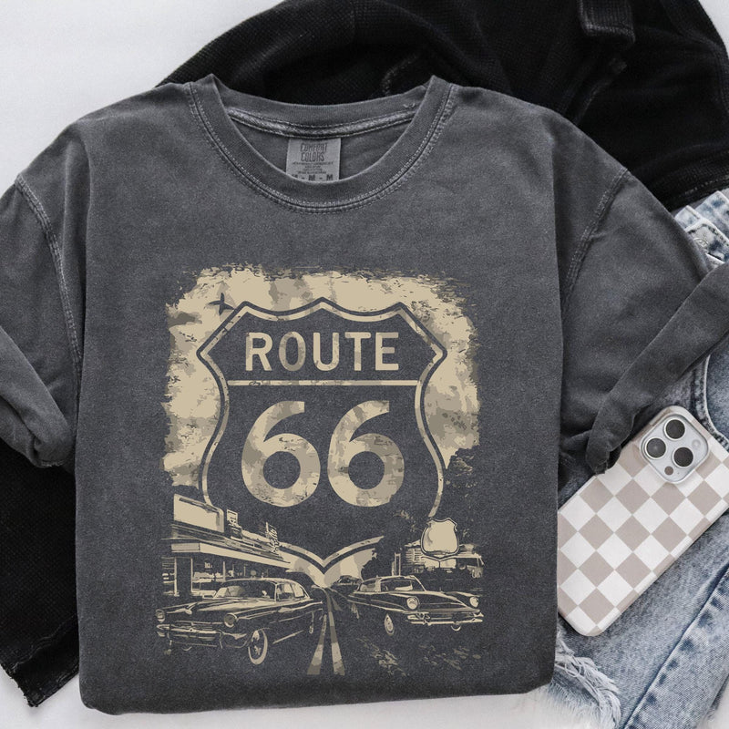 Route 66 Shirt, Historic Highway, Comfort Colors T-Shirt, Hoodie, Sweatshirt, Long Sleeve, Kids Tee, Road Trip Adventure