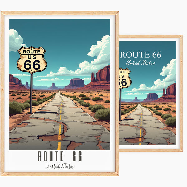 Route 66 Poster, Personalized Route 66 Travel Poster, America Vintage Poster, Illustration, Wall Art, Decoration Wall Art, USA Gift