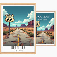 Route 66 Poster, Personalized Route 66 Travel Poster, America Vintage Poster, Illustration, Wall Art, Decoration Wall Art, USA Gift
