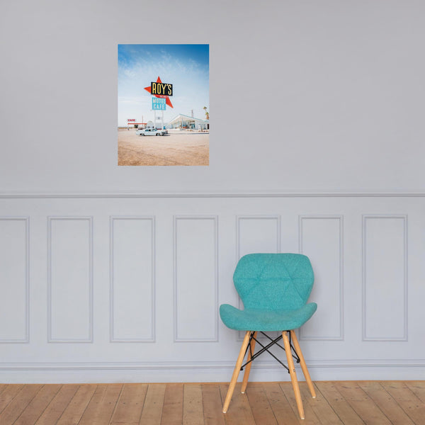 Retro Route 66 Wall Art – Roys Motel & Café Photograph, Vintage Desert Americana Print