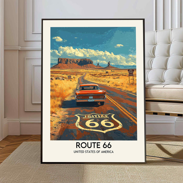 Route 66 Wall Art, Route 66 Print, Route 66 Art, Route Gift, Travel Print, Travel Poster, Housewarming Gift, Route 66 Artwork, Route 66
