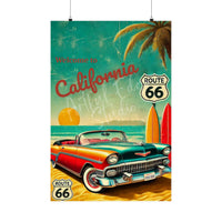 Route 66 California Coast Travel Poster: Retro Road Trip Wall Art