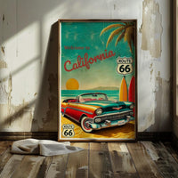 Route 66 California Coast Travel Poster: Retro Road Trip Wall Art