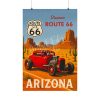 Route 66 Hot Rod Art Print: Vintage Arizona Travel Poster