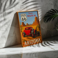 Route 66 Hot Rod Art Print: Vintage Arizona Travel Poster