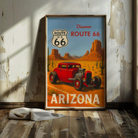 Route 66 Hot Rod Art Print: Vintage Arizona Travel Poster