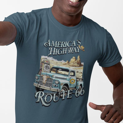 Route 66 Americas Highway Vintage Tee - Retro Travel Shirt, The Mother Road, Gift for Travelers, Motorcycle Road Trip, Road Trip T-Shirt