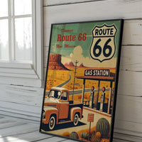 Route 66 Travel Poster: Vintage Ford Truck, New Mexico Desert Art