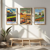 Route 66 Travel Poster: Vintage Ford Truck, New Mexico Desert Art